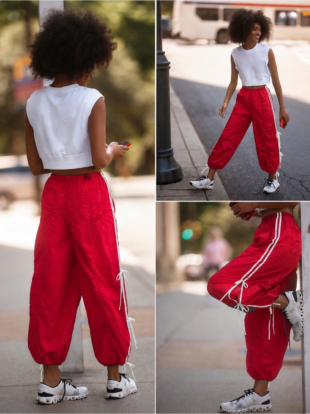 Bowline Parachute Black Drawstring Track Pants for Women